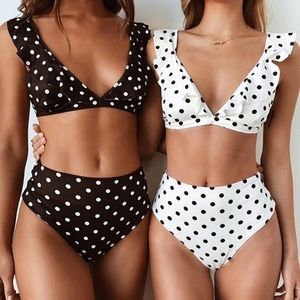 White Polka Dot Bikini Set